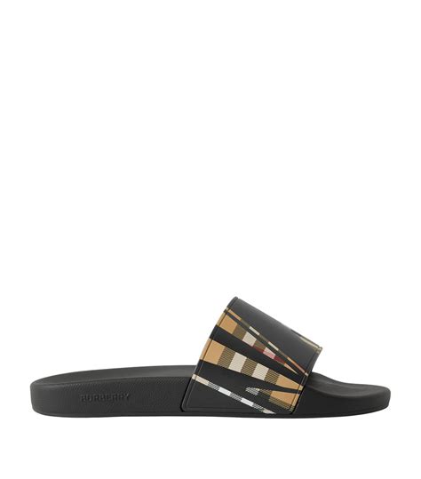 burberry check print slides|burberry check slides.